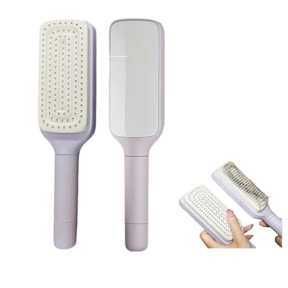 Self Cleaning Hair Brush, Easy Clean Brush with Retractable Bristles|Purple