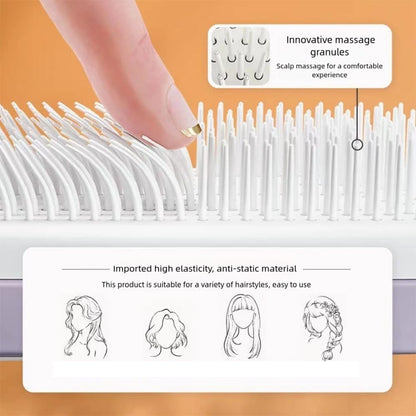 Self Cleaning Hair Brush, Easy Clean Brush with Retractable Bristles|Purple